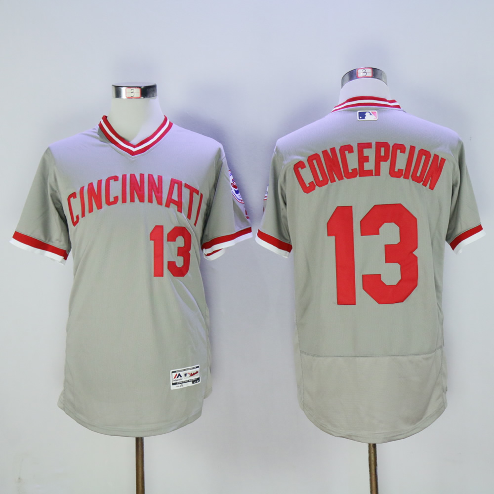 Men MLB Cincinnati Reds #13 Concepcion grey Throwback 1976 jerseys->cincinnati reds->MLB Jersey